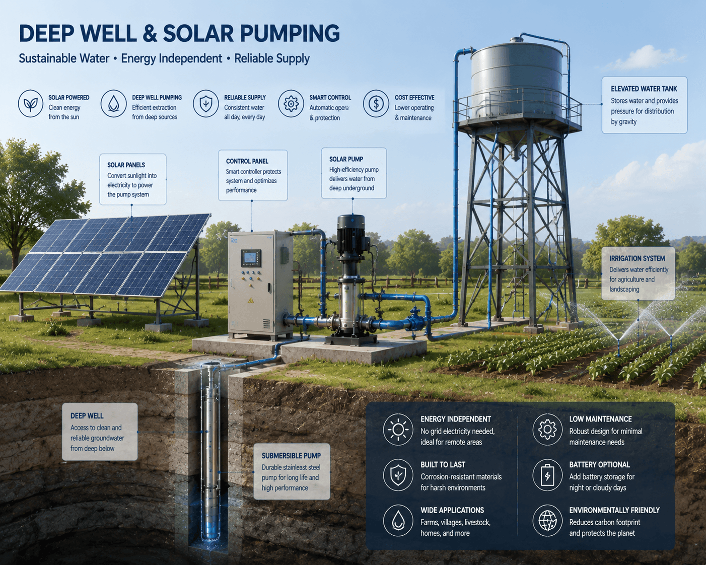 Deep Well & Solar Pumping pump application